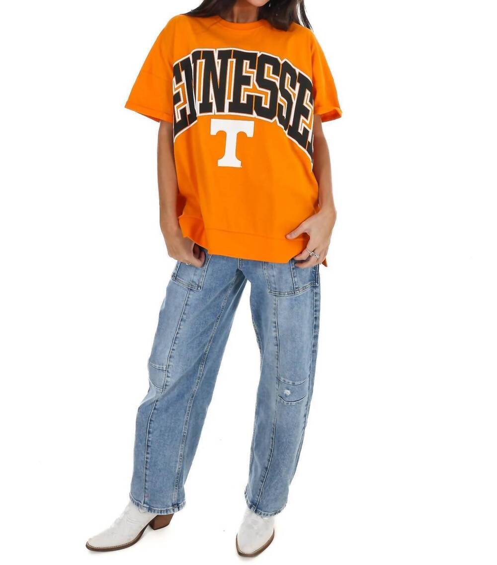 NEW PRESSBOX tennessee rolled sleeve oversized top in light orange